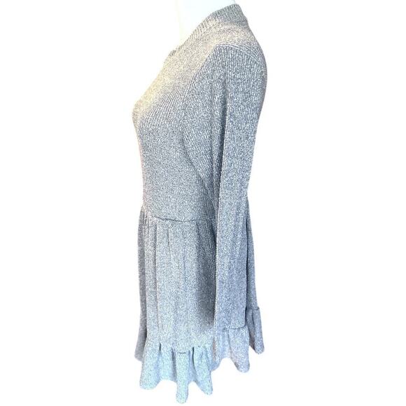 Emma & Michele Grey Ribbed Fit and Flare Long sleeve Dress Medium - Picture 2 of 9